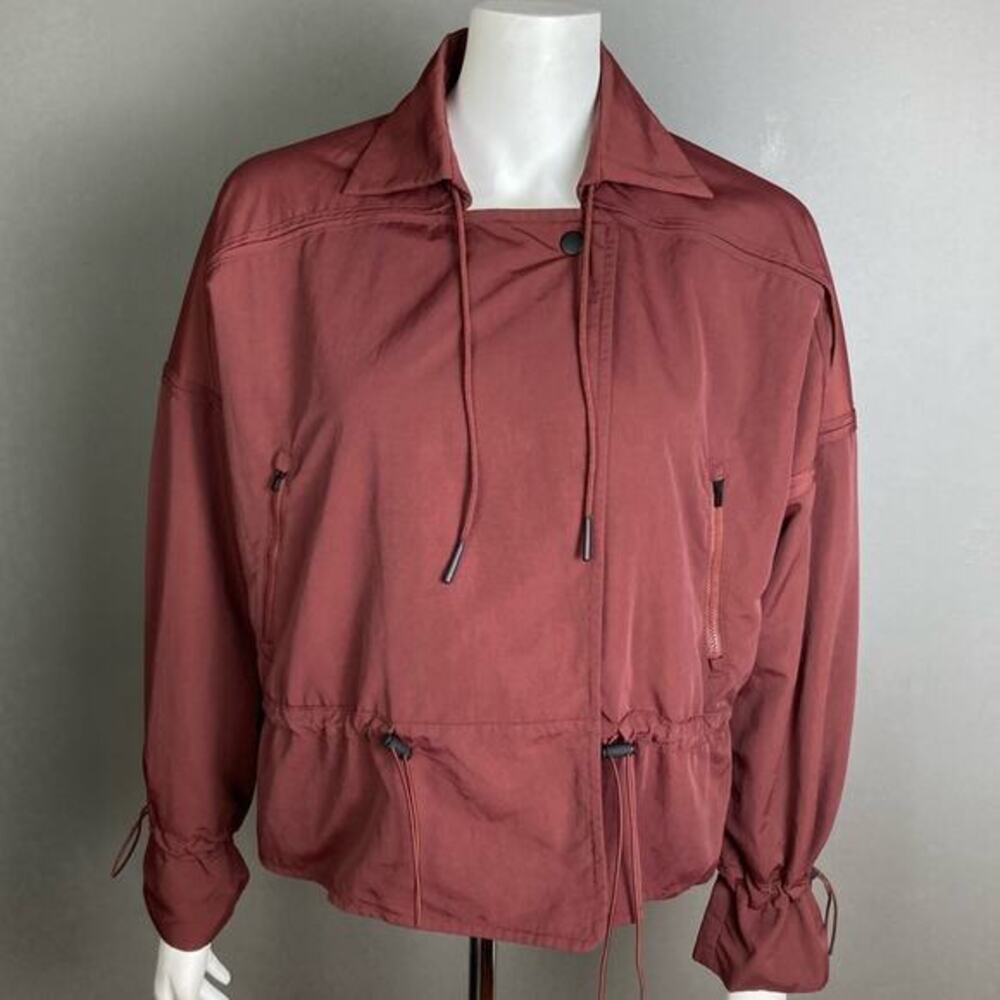 Athleta Jacket Small Spring Cropped Boxy Red Maro… - image 3
